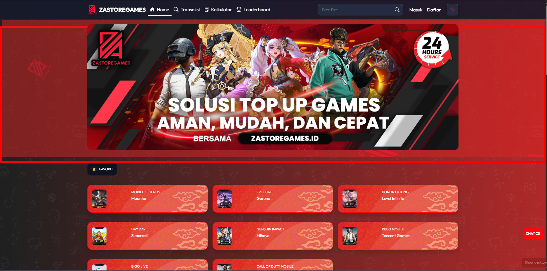 Website Top Up Game